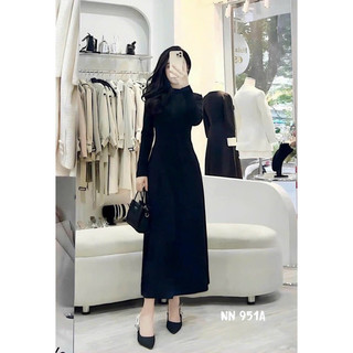 Váy Xoè Cổ Leo Dài Tay Chất Zip