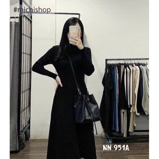 Váy Xoè Cổ Leo Dài Tay Chất Zip
