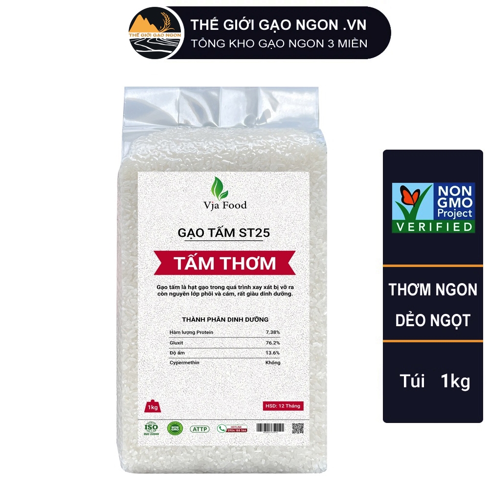 Gạo Tấm thơm VJA - Gạo tấm từ gạo ST25 Túi 1 kg - Giá Sỉ, Date mới