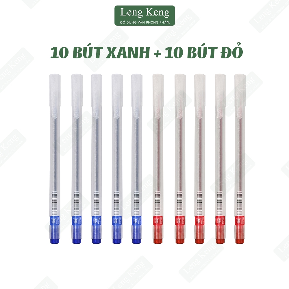 Bút gel LENG KENG Resun Combo 20 bút tặng 10 ngòi viết gel bút nước đen xanh đỏ mực khô nhanh ngòi 0,5mm bút gel đen mực