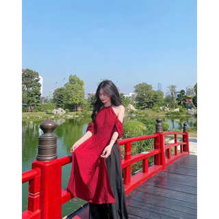 Áo dài yếm đỏ + quần đen - Chitchitstore