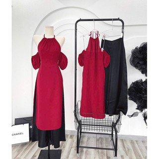 Áo dài yếm đỏ + quần đen - Chitchitstore