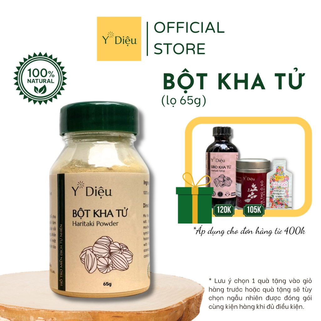 Bột Kha Tử Y DIỆU, Giúp giảm ho, khản tiếng, viêm họng - Hỗ trợ các vấn đề đầy bụng, khó tiêu, táo bón - Lọ 65g