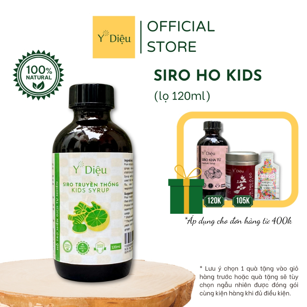 Siro Ho Cho Bé KIDS Y DIỆU, Giúp giảm ho, long đờm, viêm họng cho trẻ hiệu quả - Lọ 120ml
