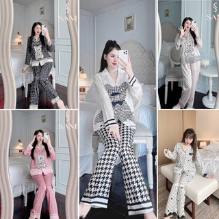 Đồ bộ Pyjama nữ tay dài lụa Gấm xước cao cấp nhiều mẫu xinh