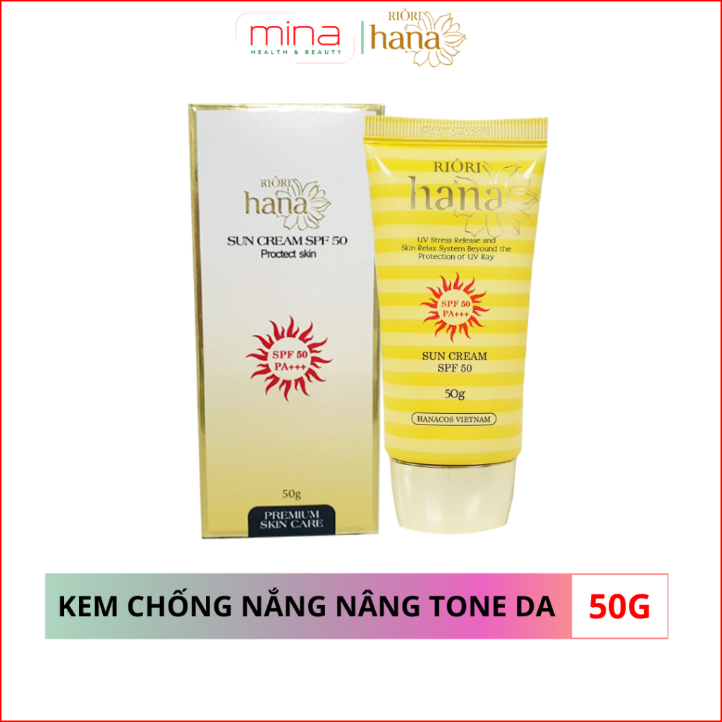 Kem Chống Nắng Nâng Tone Dưỡng Trắng Da RIORI SUN CREAM SPF50 Tuýp 50g- Kiềm dầu hiệu quả có thể thay thế lớp lót makeup