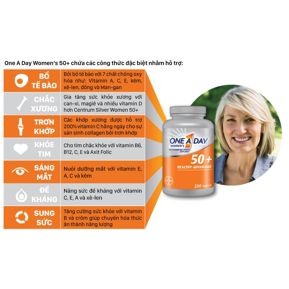 Viên Uống One A Day Women's 50+ Multivitamin 300 Viên