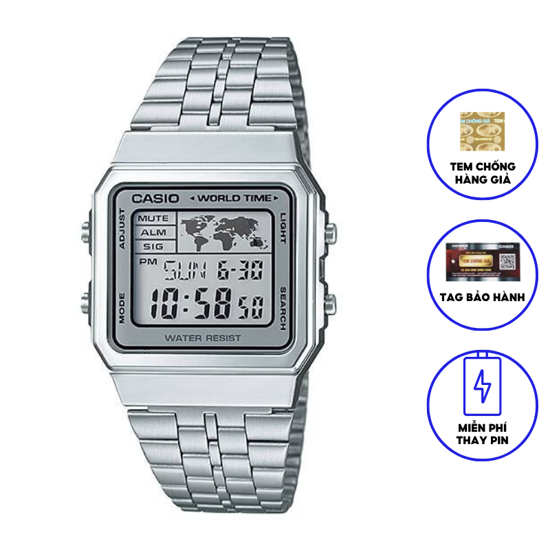 Đồng hồ nam dây kim loại CASIO A500WA-7DF chính hãng