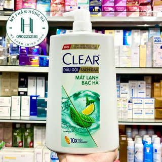 Dầu gội clear bạc hà chai 1.4kg, 1400g, 1.36l, mát lạnh da đầu, sạch gàu, sảng khoái