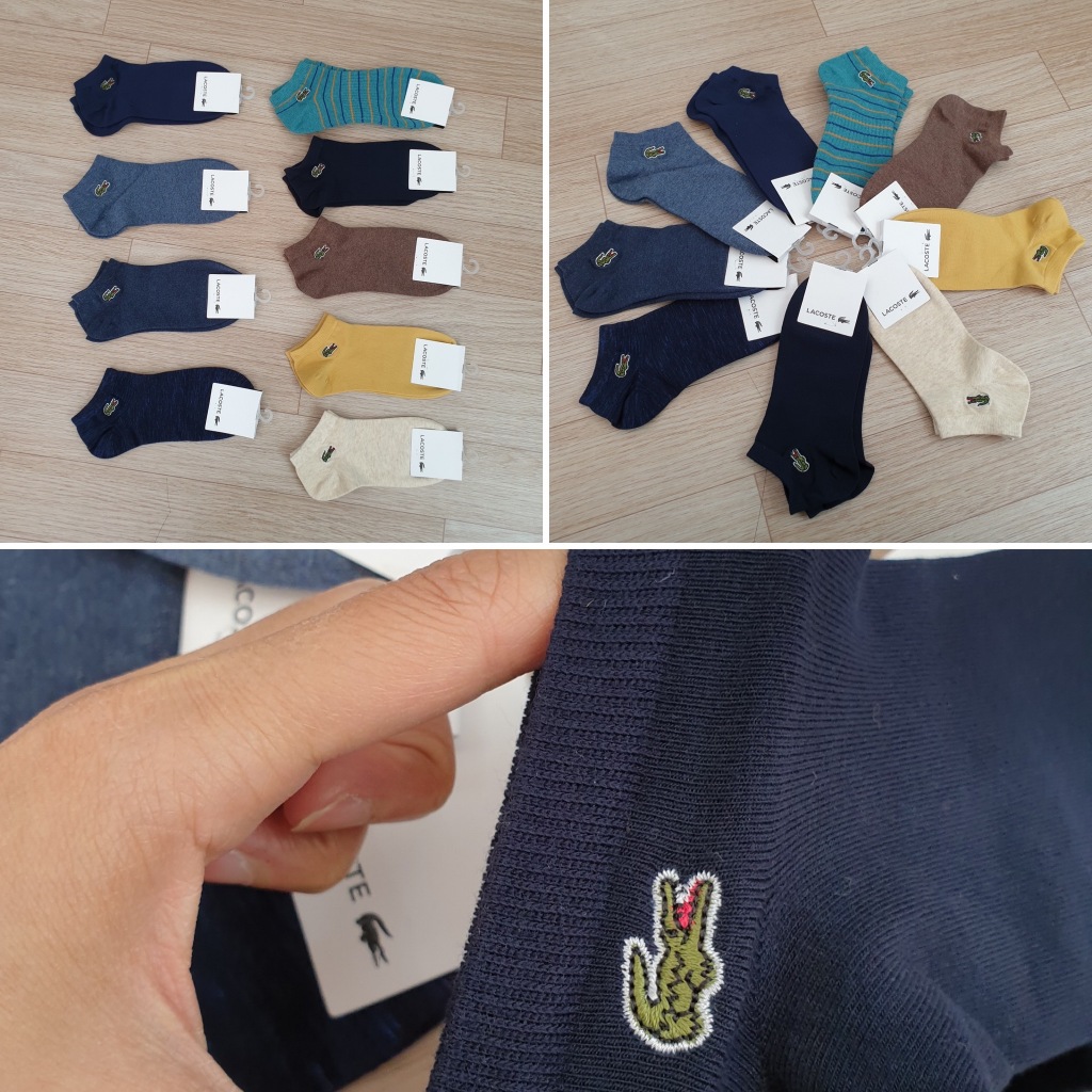 Tất Nam Nữ cổ ngắn LACOSTE, Vớ Công Sở Hàng Xuất Dư , 100% Cotton Size 35~ 40