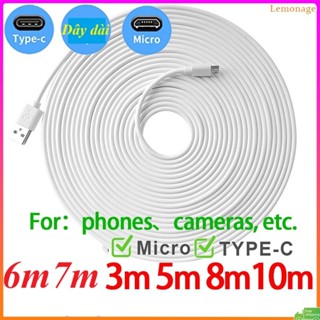 Dây Cáp Sạc Type C / Micro USB Dài  3M 5M 6M 7M 8M 10M Chuyên Dụng Cho Camera Điện Thoại, Monitor
