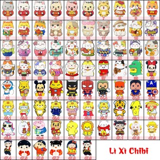Set 10 Bao lì xì 2024 Tết Giáp Thìn hoạt hình chibi hàng trend bóng đẹp , phong lixi chipi hình rồng dễ thương
