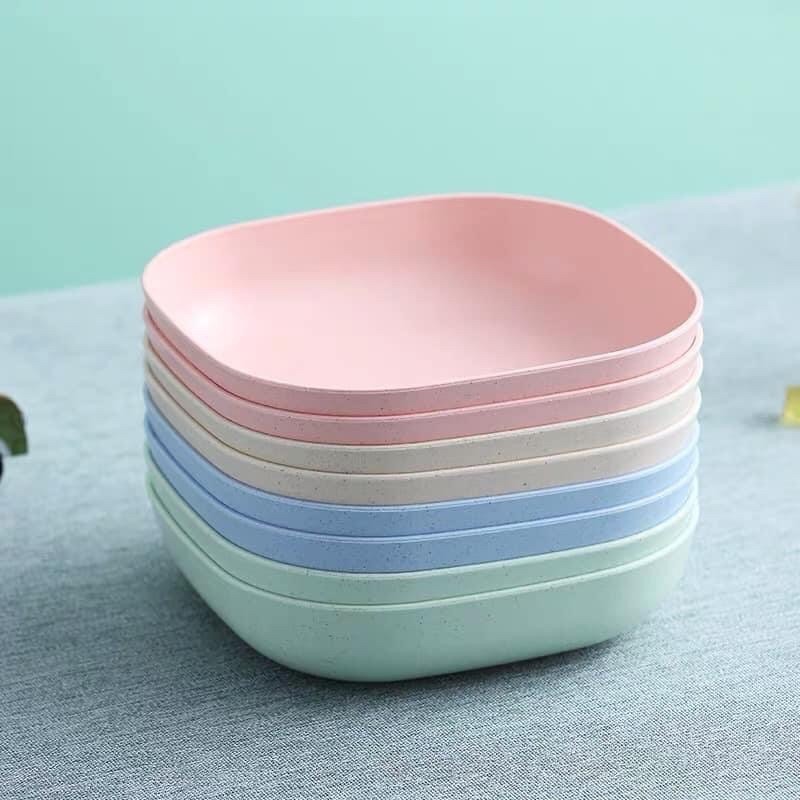 Set 8 Dĩa Vuông Đựng Thức Ăn, Đựng Trái Cây Hình Vuông Chất Liệu Lúa Mạch Tiện Dụng