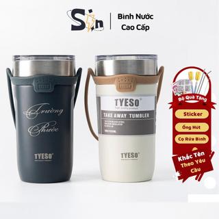 Ly giữ nhiệt Tyeso chính hãng khắc tên 550ml-710ml cốc giữ nhiệt inox 304 tặng cọ bình, ống hút, Sticker