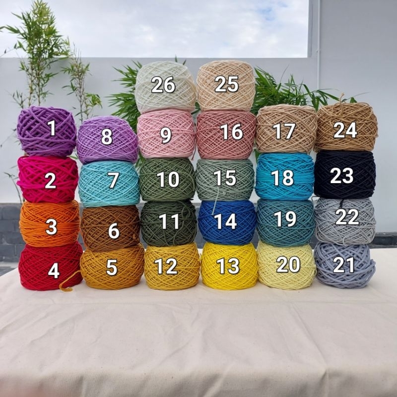 Dây thừng cotton đan macrame 2mm, sợi móc túi mũ. Nhiều màu sắc