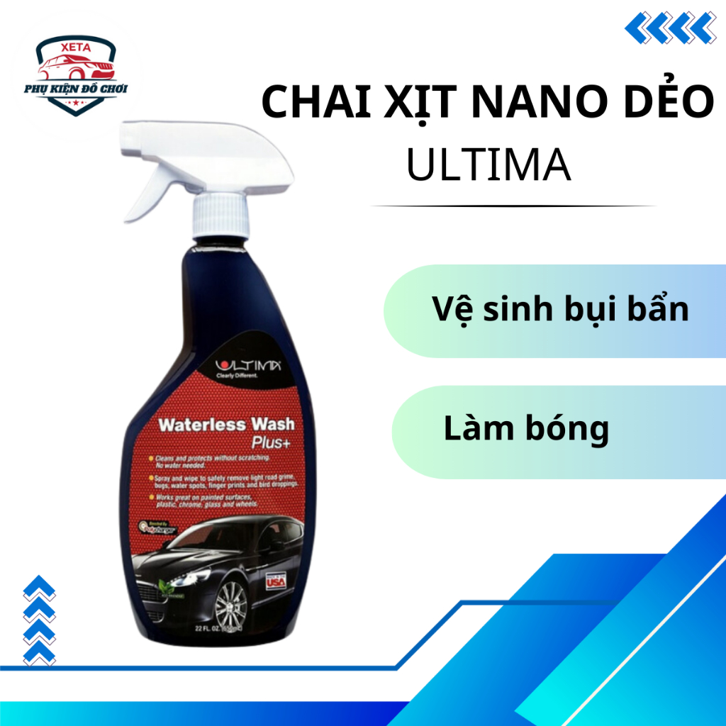 Chai xịt nano dẻo Ultima vệ sinh phủ bóng cho ô tô chính hãng 650ml/200ml