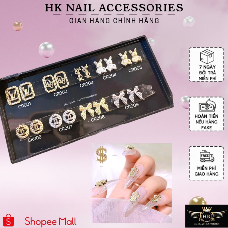 Phụ kiện hình charm đá kim loại nail trang trí HK NAIL ACCESSORIES