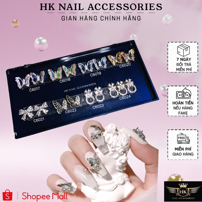 Phụ kiện charm đá cao cấp gắn trang trí móng HK NAIL ACCESSORIES