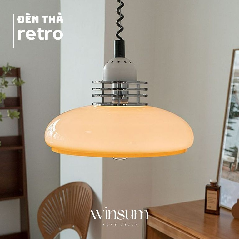 Đèn thả trần Bauhaus chao thủy tinh, dây treo điều chỉnh độ cao - winsum.decor
