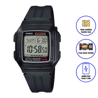 Đồng Hồ Nam Casio Dây Nhựa Trẻ Trung F-201WA-1ADF Chính Hãng