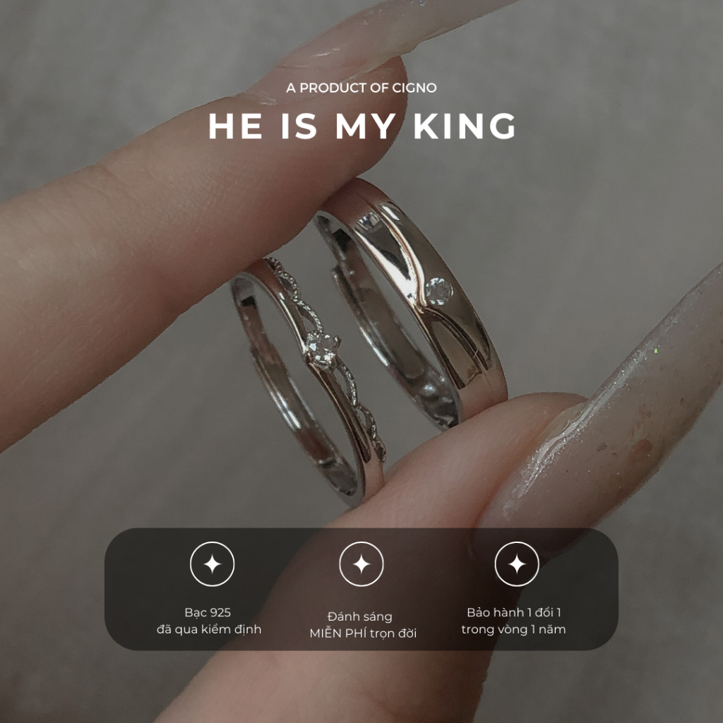 Nhẫn đôi HE IS MY KING by CIGNO Couple