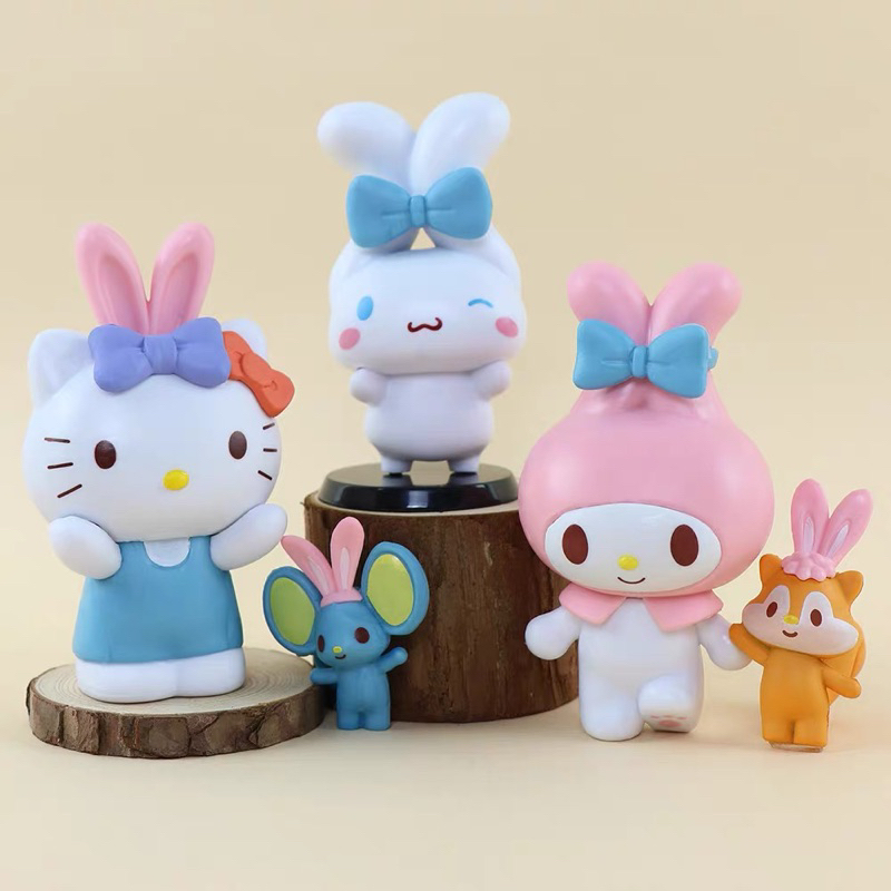 Mô hình mini size 8-9cm trang trí bàn học bánh kem hoạt hình Sanrio Kuromi Melody Cinnamoroll Kitty Pompurin Pochacco