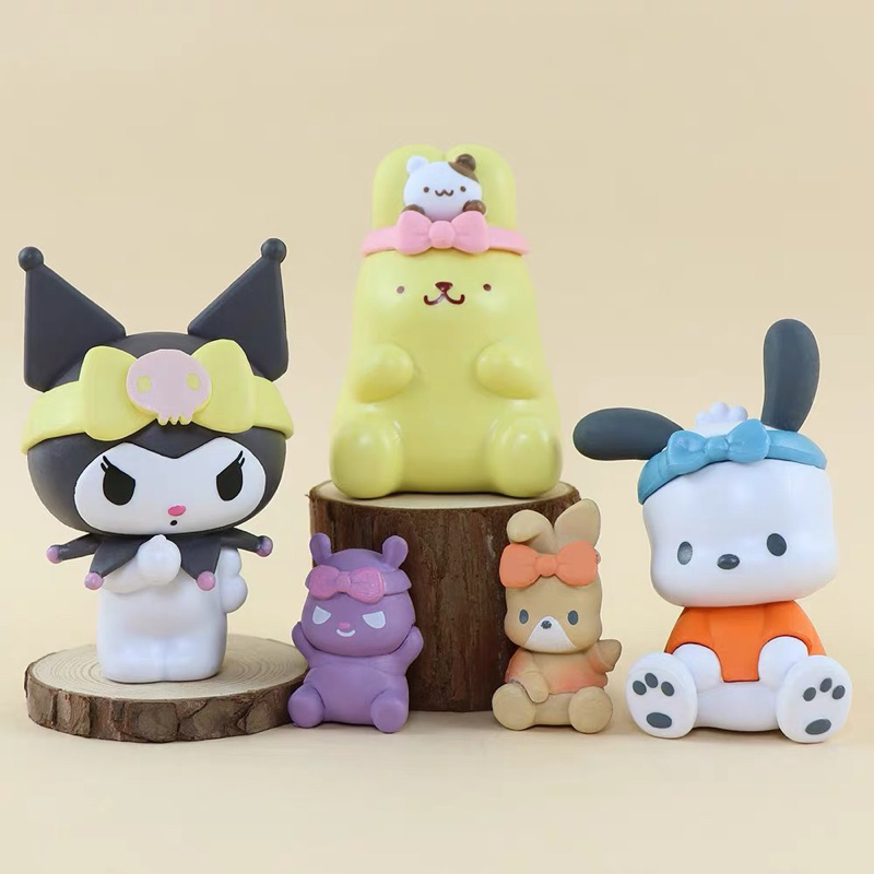 Mô hình mini size 8-9cm trang trí bàn học bánh kem hoạt hình Sanrio Kuromi Melody Cinnamoroll Kitty Pompurin Pochacco