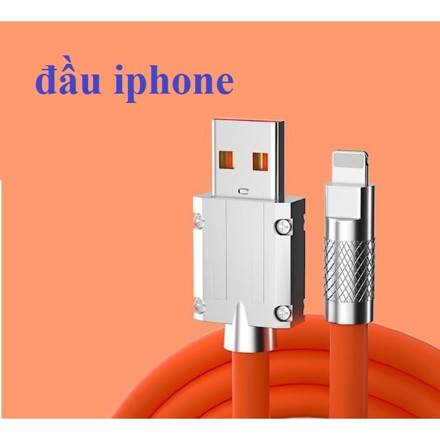 Cáp Sạc Nhanh 3 đầu/ 1 đầu Hợp Kim Kẽm 120W 6A Dây Silicone