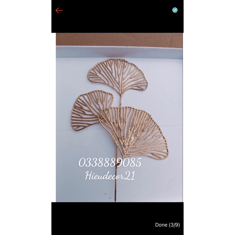 LẺ 1 cành rẻ quạt đồng 3 nhánh,cành táo vàng,cành tim vàng dùng trang trí oản tài lộc,tháp bánh, trang trí Tết 2024