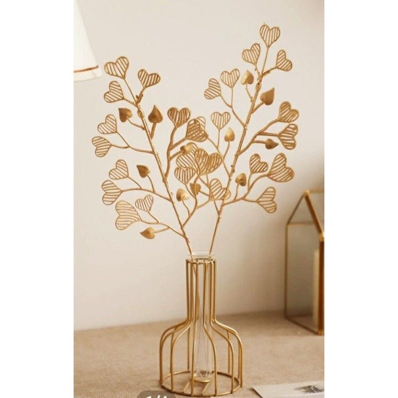 LẺ 1 cành rẻ quạt đồng 3 nhánh,cành táo vàng,cành tim vàng dùng trang trí oản tài lộc,tháp bánh, trang trí Tết 2024