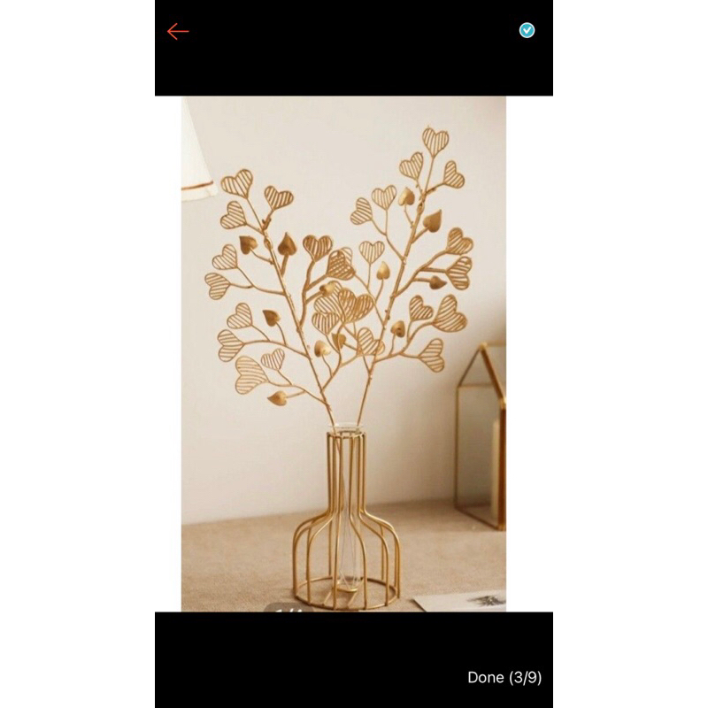 LẺ 1 cành rẻ quạt đồng 3 nhánh,cành táo vàng,cành tim vàng dùng trang trí oản tài lộc,tháp bánh, trang trí Tết 2024