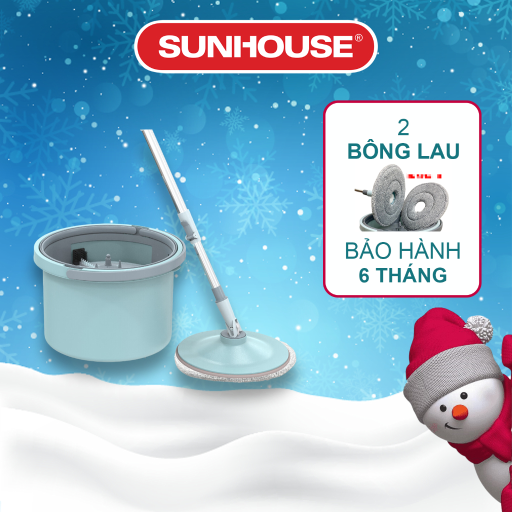 Bộ lau nhà xoay 360 độ thông minh SUNHOUSE KS-CL235PB - 2 bông lau bảo hành 6 tháng