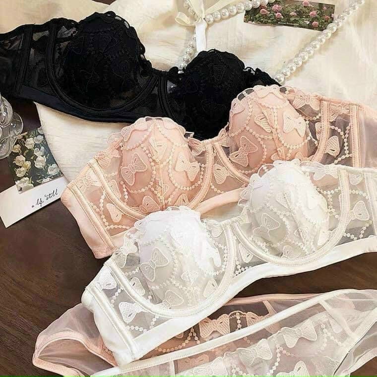 Bộ đồ lót cotton phối ren nơ, có gọng đệm mỏng sexy gợi cảm - SOISTORE BL07
