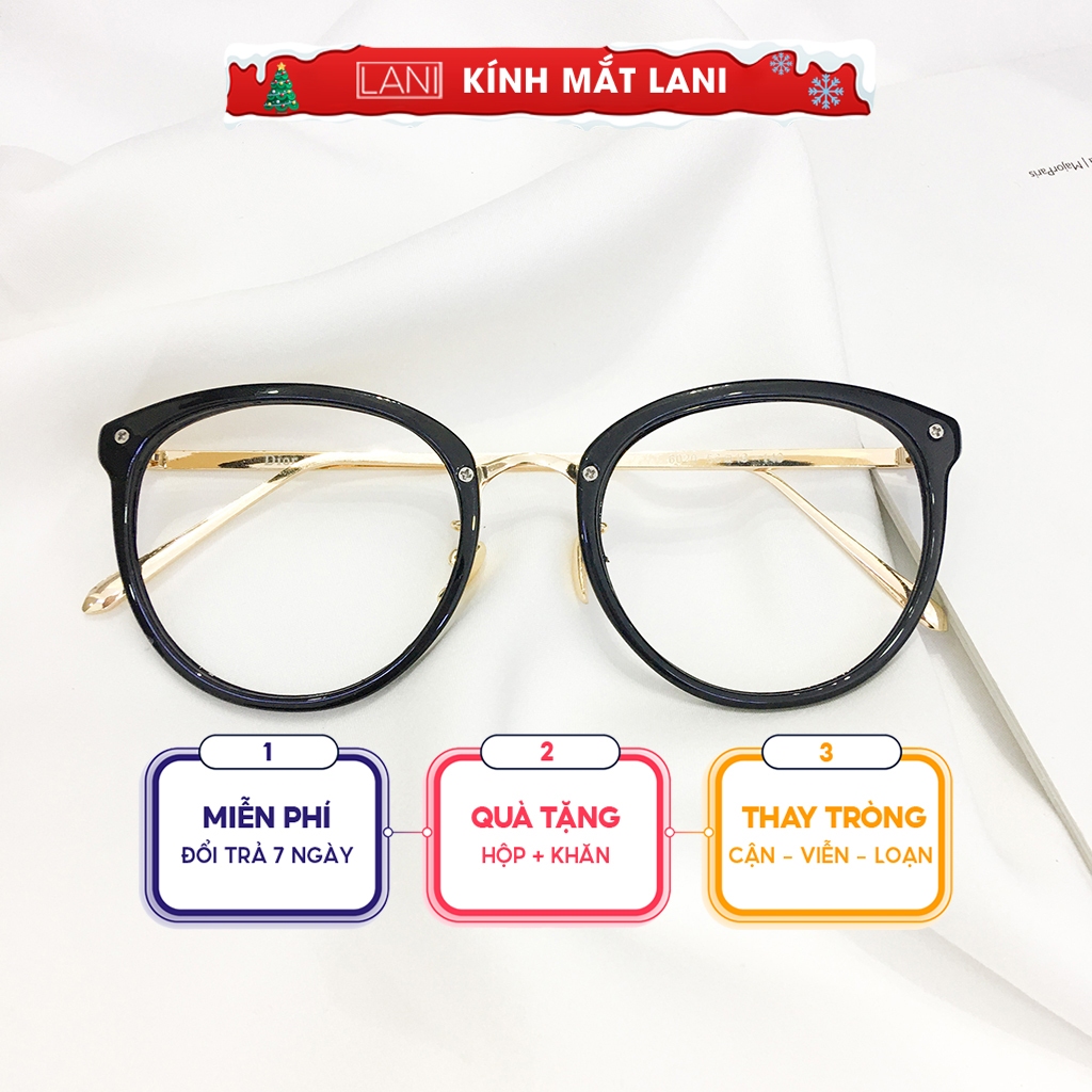 Gọng kính cận LANI 6020 kim loại dáng bầu cá tính thời trang nhận lắp mắt kính có độ theo yêu cầu