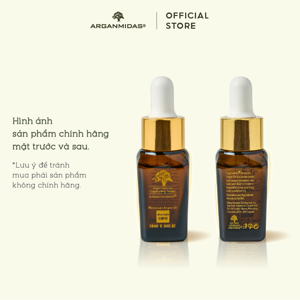 Tinh chất dưỡng tóc Arganmidas tinh dầu Moroccan Argan phục hồi hư tổn tóc, chăm sóc tóc chuyên sâu 10ml