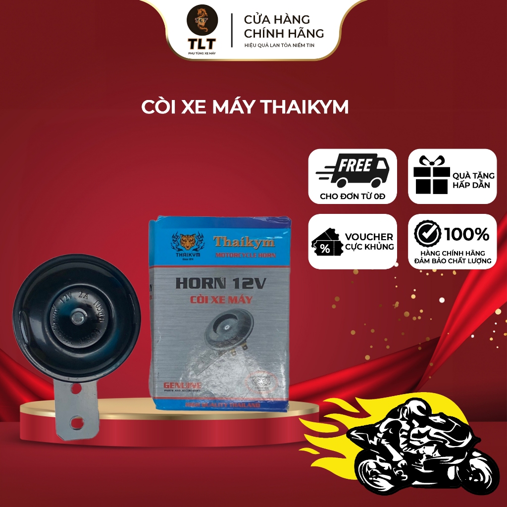 Còi đĩa,còi xe máy THAIKYM chính hãng âm lượng 110DB độ bền cao sản xuất tại Thái Lan bảo hành 12 tháng