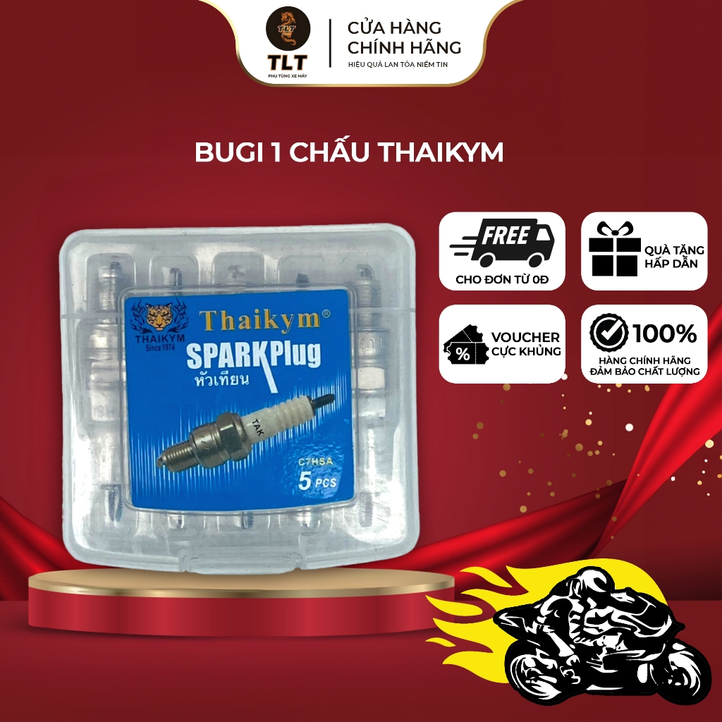 Bugi bugi 1 chấu Thaikym sản xuất tại Thái Lan hiệu suất cao,tuổi thọ cao, tia lửa mạnh cải thiện hiệu suất động cơ