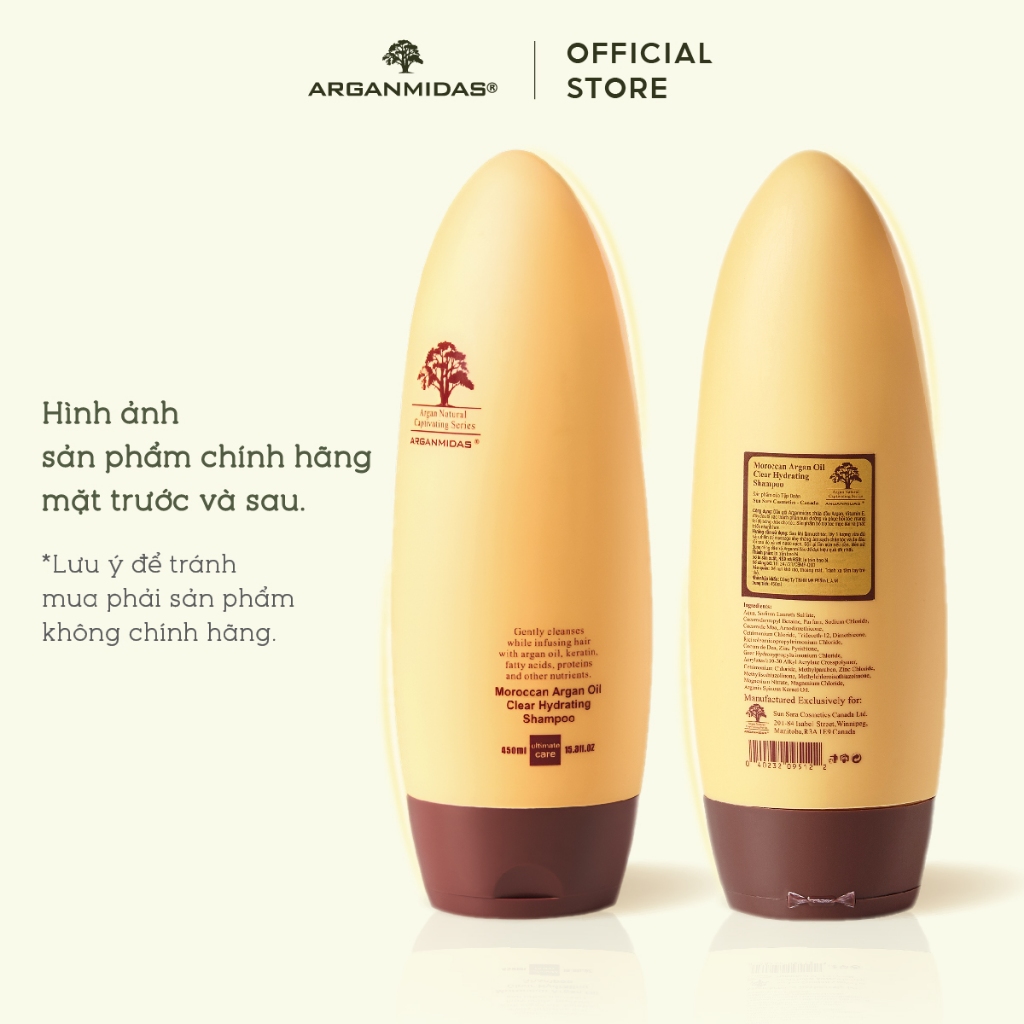 Dầu gội siêu dưỡng ẩm Arganmidas Moroccan Argan Oil Clear Hydrating Shampoo  - 450ml