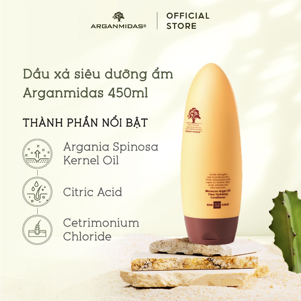 Dầu xả chăm sóc tóc chuyên sâu từ dầu Argan, phục hồi và nuôi dưỡng mái tóc bóng mượt  Arganmidas - 450ml