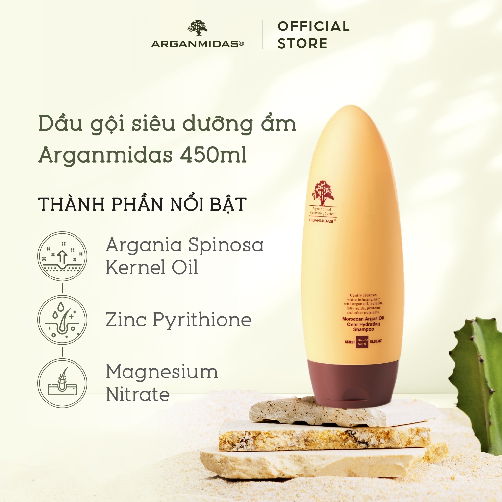 Combo gội xả chăm sóc tóc chuyên sâu từ dầu Argan, làm sạch, phục hồi và nuôi dưỡng mái tóc mềm mượt  Arganmidas - 450ml