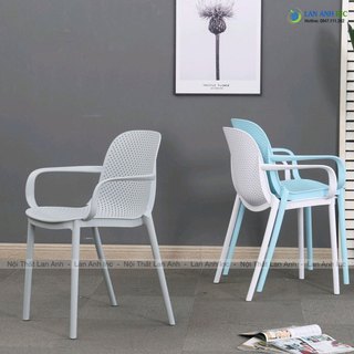 Ghế nhựa cao đúc nguyên khối cafe văn phòng có tay xếp chồng cao cấp LAD37