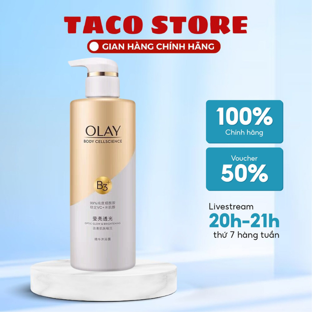 Sữa Tắm OLAY B3+ Siêu Dưỡng Trắng Da, Cấp Ẩm Và Đàn Hồi Cho Da 500ml