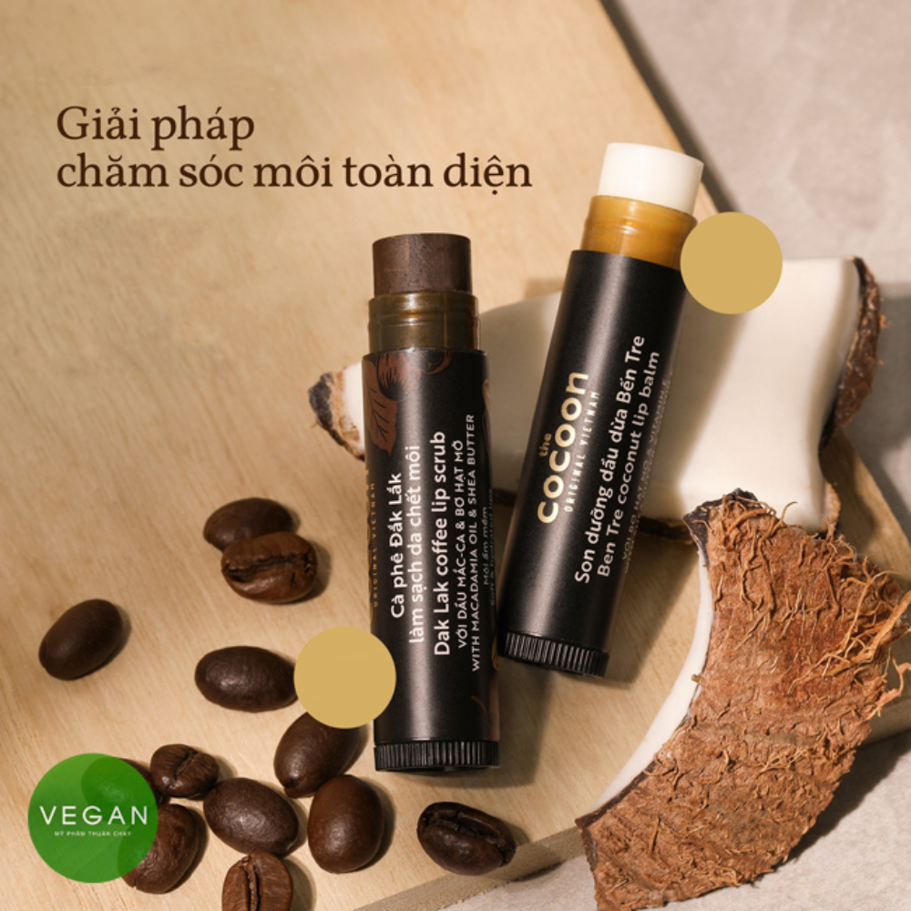 Son Dưỡng Cocoon Dầu Dừa Bến Tre chống thâm môi & khô môi - Cocoon Ben Tre Coconut Lip Balm 5g