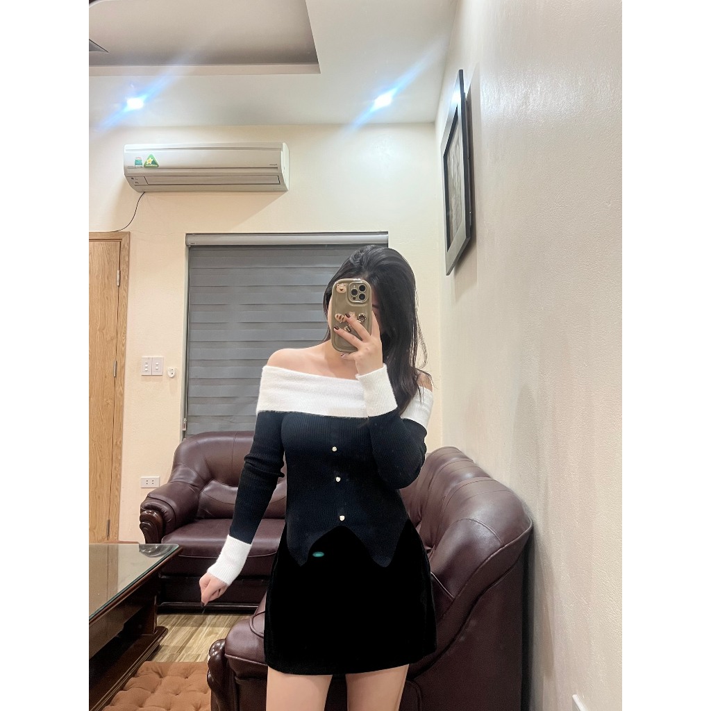 Áo Len Trễ Vai Dáng Ôm Phong Cách Hàn Quốc Siêu Xinh - KÈM ẢNH THẬT