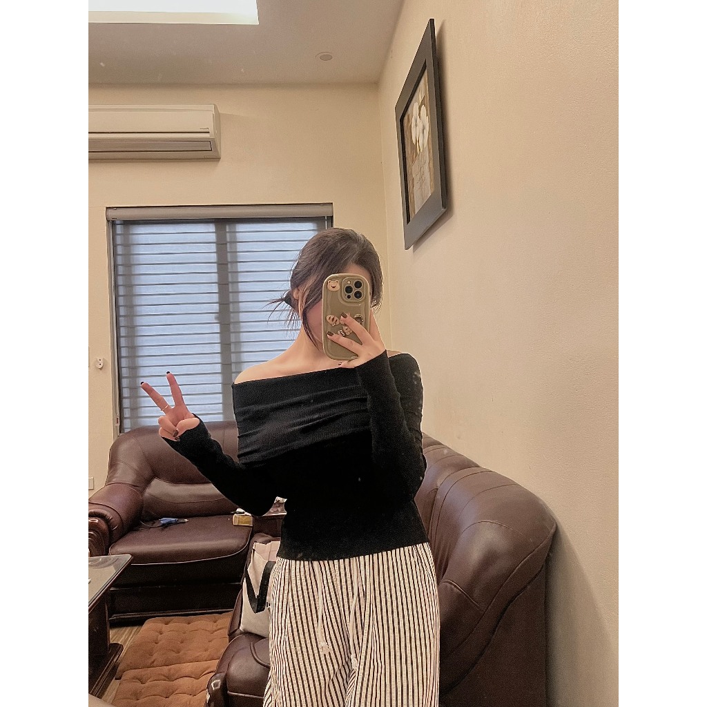 Áo Len Trễ Vai Dáng Ôm Phong Cách Hàn Quốc Siêu Xinh - KÈM ẢNH THẬT