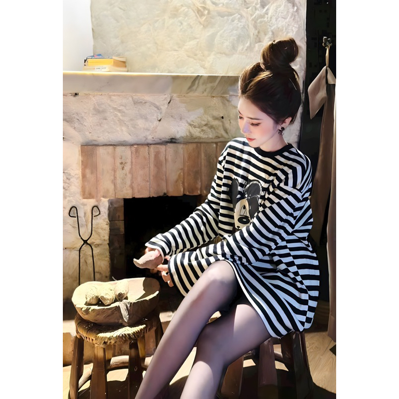 ÁO THUN TAY DÀI MICKEY SỌC