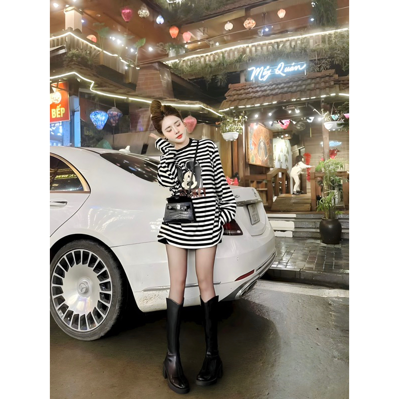 ÁO THUN TAY DÀI MICKEY SỌC