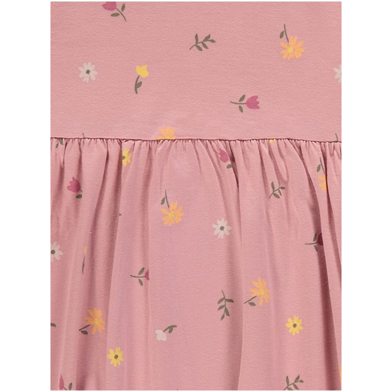 Váy dài tay cổ tròn hoa nhí hồng xinh cho bé gái săn sale UK sz 4-5y