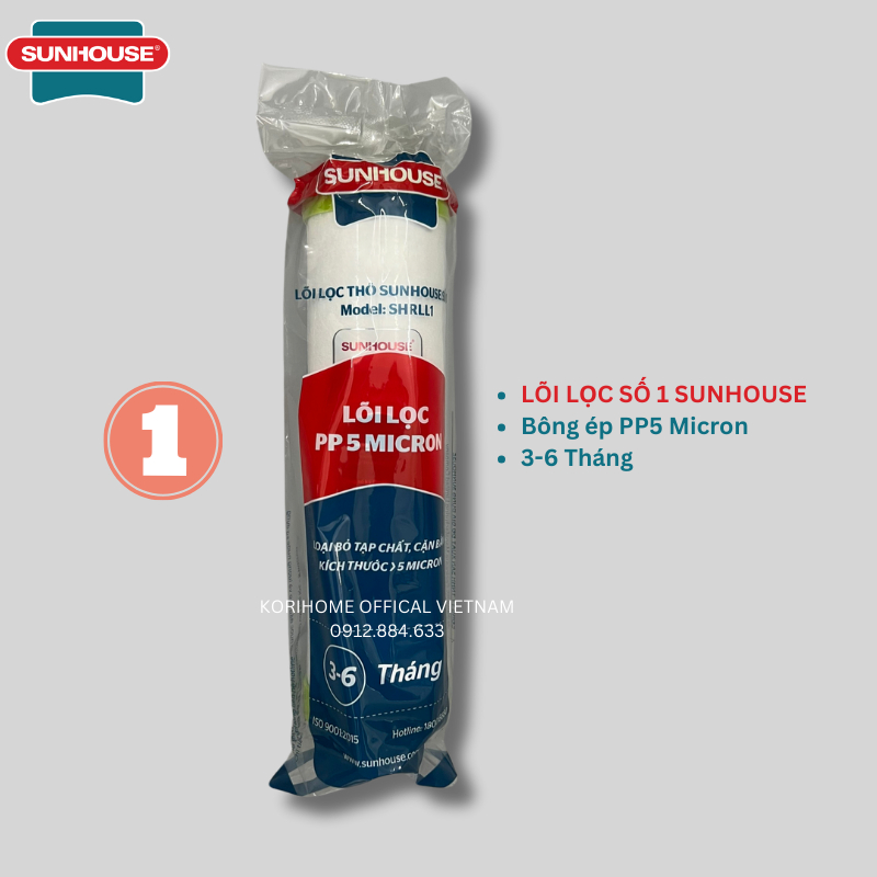 Lõi lọc số 1 Sunhouse SHRLL1 PP 5 Micron Chính Hãng Dành Cho Máy Lọc Nước