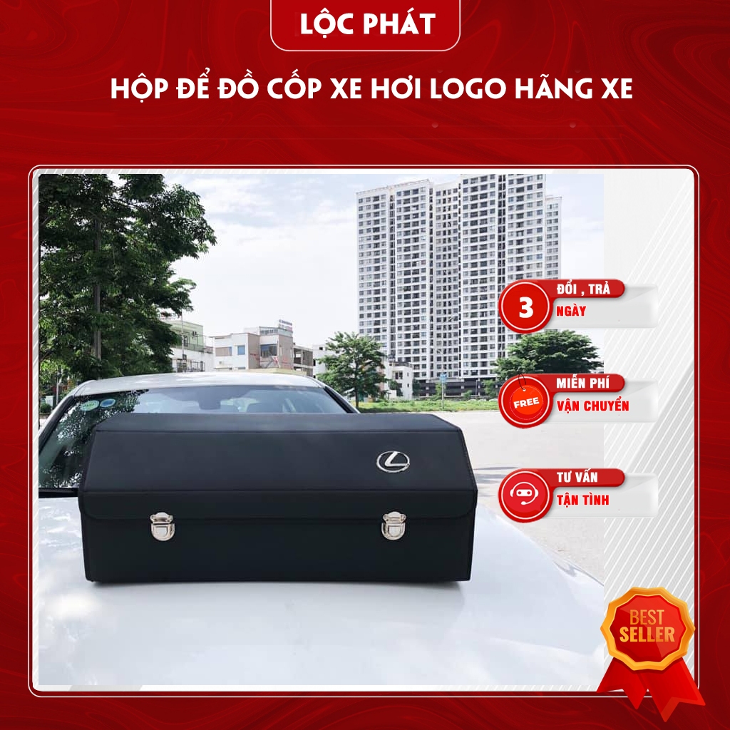 Thùng Đựng Đồ Ô Tô Da Cao Cấp Có Logo Theo Hãng Xe, Hộp Đựng Đồ Để Cốp Ô Tô Có Thể Gấp Gọn, Có Khóa Chắc Chắn, An Toàn